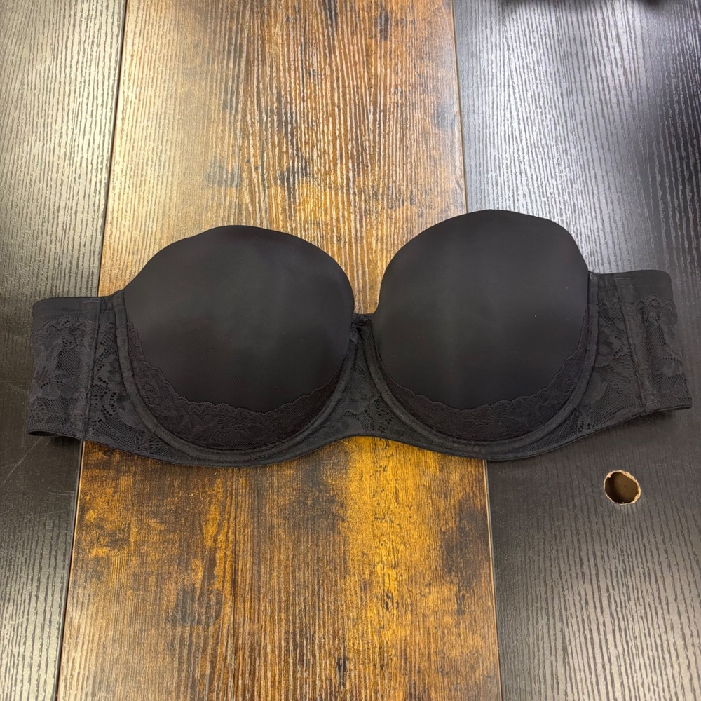 Torrid Curve Black‎ Strapless Push Up Lace Trim Bra 46B 10447144